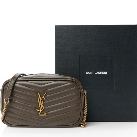 Saint Laurent Khaki Bag with Gold YSL Logo - Picture 1 of 3